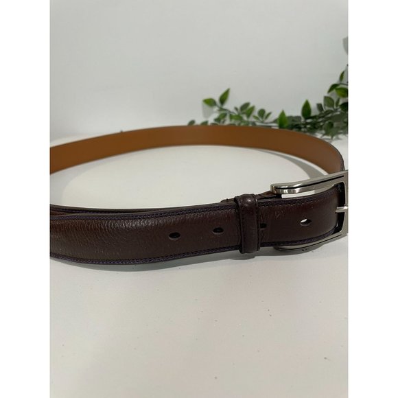Nat Nast Mens Brown Leather Belt With Silver Buckle - Picture 11 of 14